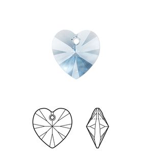 Drop 2pk cool blue, Crystal Passions&reg; Regenerated 14mm pendant heart 6228