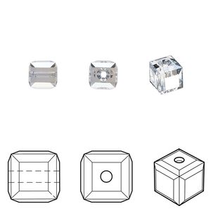 Bead 144pk crystal blue shade, Swarovski&reg; 6mm cube 5601