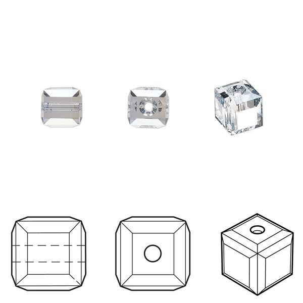 Bead 144pk crystal blue shade, Swarovski&reg; 6mm cube 5601 image number 0