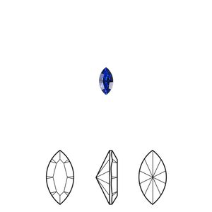 Fancy stone 6pk majestic blue foil back, Crystal Passions&reg; 6x3mm navette 4228