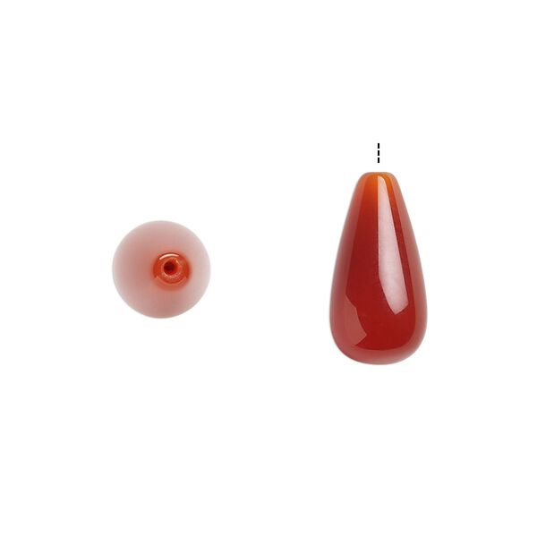 Carnelian 1pkg2, half-drilled teardrop bead 15x8mm image number 0