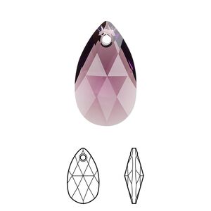 Drop 96pk amethyst, Swarovski&reg; 22x13mm pendant pear 6106