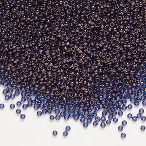 Seed bead, Miyuki, glass, pkg/250g, #15 rocaille, translucent gold luster cobalt (RR-308).