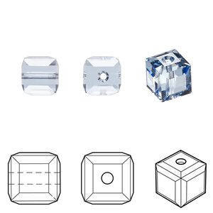 Bead 6pk light sapphire, Crystal Passions&reg; 8mm cube 5601