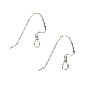 Ear wire fishhook 1pkg1000, 18mm angular / 3mm coil / perfect balance / open loop, 21 gauge stainless steel 500 pair