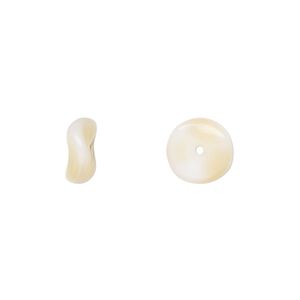 Bead, Czech pressed glass, opaque white/tan, 10x4mm rondelle. Sold per 15" to 16" strand.