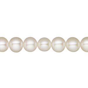 Pearl, White Lotus&trade;, cultured freshwater (bleached), white, 7-7.5mm semi-round, B+ grade, Mohs hardness 2-1/2 to 4. Sold per 15-1/2" to 16" strand.