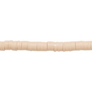 Bead, polymer clay, opaque beige, 4x1mm heishi. Sold per pkg of (2) 15-1/2" to 16" strands.