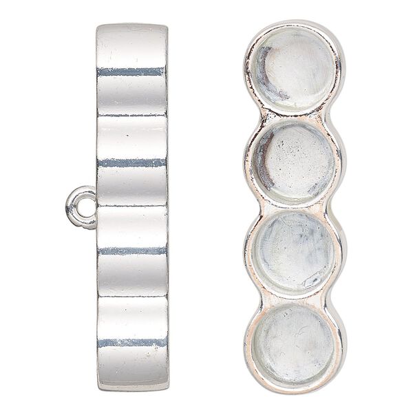 Cord end glue-in 1pkg2 "pewter", 39x10.5mm barrel / 8mm inside diameter, 4-strand / silver-finished image number 0