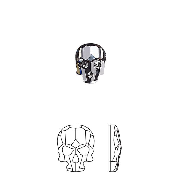 Flat back 72pk crystal silver night, Swarovski&reg; 10x7.5mm skull 2856 image number 0