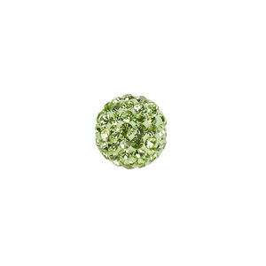 Bead, glass rhinestone / epoxy / resin, green, 12mm round. Sold individually.