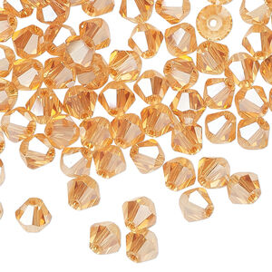Bead 144pk translucent crystal golden shadow, Celestial Crystal&reg; 6mm bicone