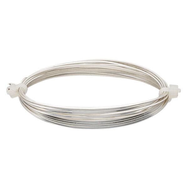 Wire, Beadalon&reg;, silver-plated copper, half-hard, square, 20 gauge. Sold per 2-meter section. image number 0