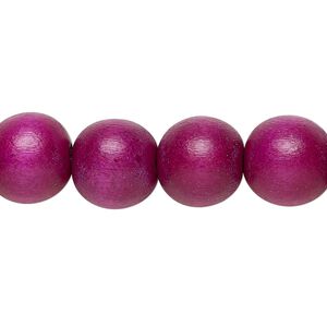 Bead 1pkg1, Taiwanese cheesewood (dyed / waxed), dark purple, 11-12mm round, 15-1/2 to 16 inches.