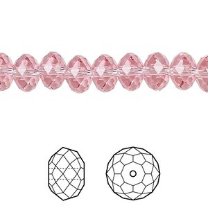 Bead 144pk light rose, Crystal Passions&reg; 8x6mm rondelle 5040