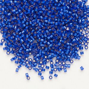 Seed bead, Delica&reg; 1pkg50g glass, #11 round, translucent semi-matte silver-lined dark blue / outside dyed (DB-0696)