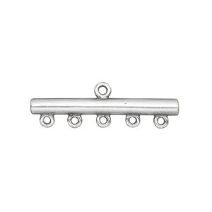 End bar 1pkg2 silver-plated, 30.5x3.5mm bar / 1sided / 5 loops, brass / antiqued / JBB Findings