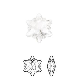 Drop 48pk crystal, Swarovski&reg; 18mm pendant edelweiss 6748
