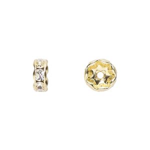 Bead 144pk crystal gold plate, Preciosa Czech crystal 8x3.5mm rondelle