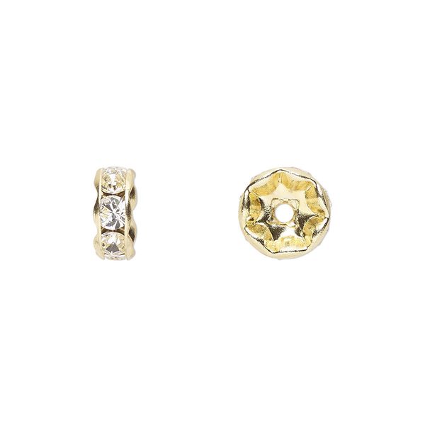 Bead 144pk crystal gold plate, Preciosa Czech crystal 8x3.5mm rondelle image number 0