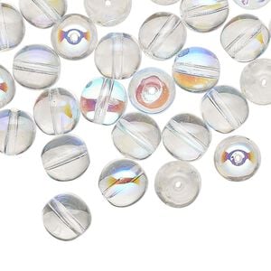 Czech glass 1pkg50, round druk bead clear AB 8mm
