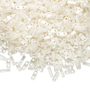 Seed bead, TILA&reg;, glass, pkg/250g, 5x1.2mm quarter tila rectangle, opaque ceylon antique ivory pearl, (QTL-592).