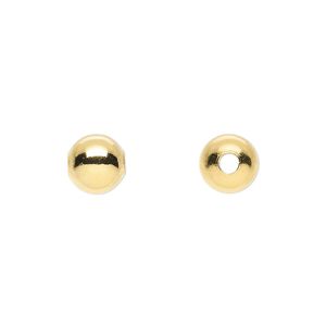 Bead 1pkg100 gold-plated, 8mm round, brass