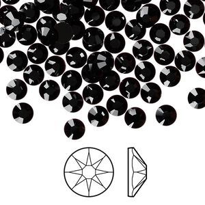 Flat back 1440pk jet foil back, Swarovski&reg; 4.6-4.8mm rose round SS20 2088