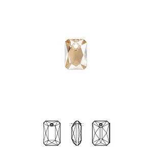 Drop 4pk crystal golden shadow, Crystal Passions&reg; 9x6mm pendant emerald cut 6435