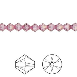 Bead 24pk dark rose, Crystal Passions&reg; 5mm bicone 5328