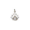Drop 1pkg1, antiqued sterling silver and rainbow moonstone (natural), 13x12.5mm open teardrop image number 1