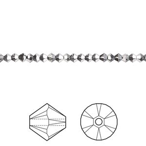 Bead 48pk crystal light chrome, Crystal Passions&reg; 3mm bicone 5328