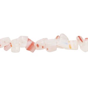 Bead, millefiori glass, translucent white and multicolored, small chip. Sold per 35-inch strand.