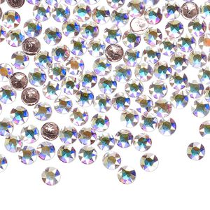 Round stone 144pk crystal AB foil back, Crystal Passions&reg; hotfix 4mm light round PP31 1098