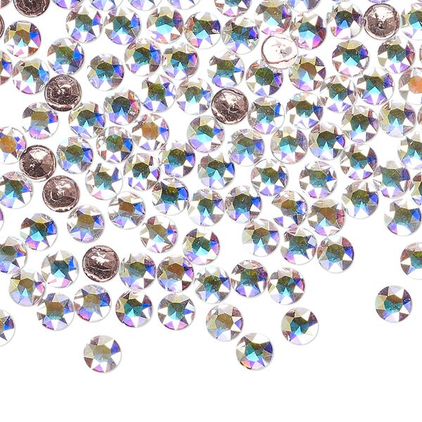 Round stone 144pk crystal AB foil back, Crystal Passions&reg; hotfix 4mm light round PP31 1098 image number 0