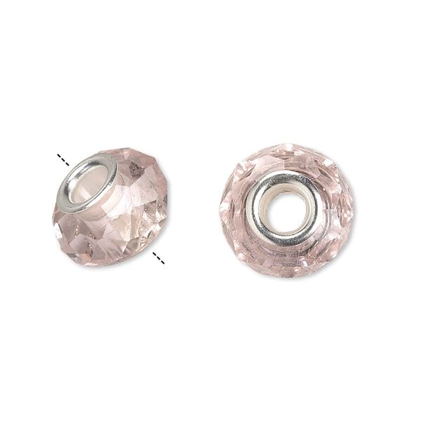 Bead 10pk 32 facets pink silver plate, Celestial Crystal&reg; Dione&reg; 14x9mm rondelle image number 0