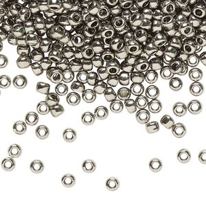 Seed bead, TOHO BEADS&reg;, glass, pkg/250g, #8 round, opaque nickel-plated nickel (TR-08-711).