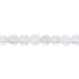 Bead, sea "opal" (glass), translucent to semitranslucent, 6mm faceted round. Sold per 15-1/2" to 16" strand.