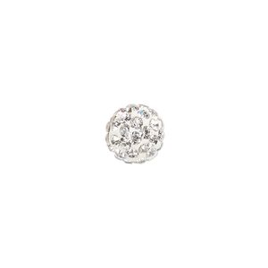 Bead, glass rhinestone / epoxy / resin, white and clear, 10mm round. Sold individually.