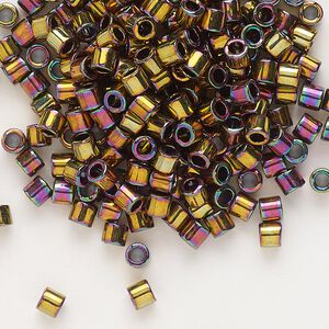 Seed bead, Delica&reg;, glass, pkg/250g, #8 round, opaque metallic iris bronze (DBL-0023).