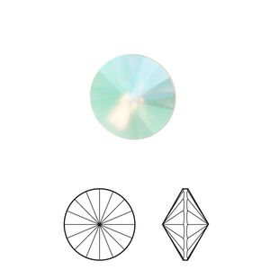 Chaton 2pk chrysolite pastel foil back, Crystal Passions&reg; 12mm rivoli 1122