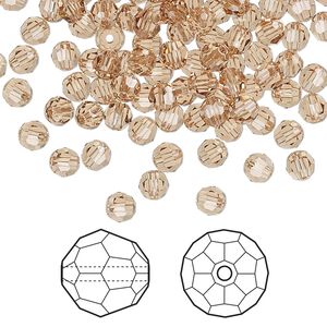 Bead 144pk light Colorado topaz, Crystal Passions&reg; 4mm round 5000