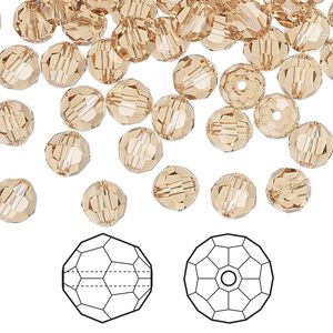 Bead 144pk light Colorado topaz, Crystal Passions&reg; 6mm round 5000