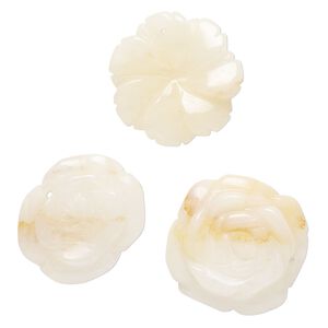 Golden "jade" 1pkg3, top-drilled carved flower drop natural mix 30x25mm-31x31mm