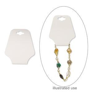 Necklace / bracelet card, adhesive and card stock, cream, 2-1/2 x 2 inches assembled. Sold per pkg of 10.
