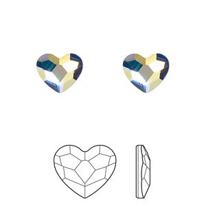 Flat back 144pk crystal AB foil back, Swarovski&reg; hotfix 10x8.5mm heart 2808HF