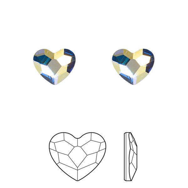 Flat back 144pk crystal AB foil back, Swarovski&reg; hotfix 10x8.5mm heart 2808HF image number 0