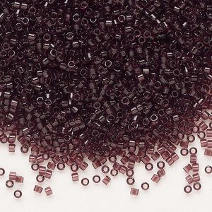 Seed bead, Delica&reg;, glass, pkg/7.5g, #11 round, transparent dark smoky amethyst (DB-1104).