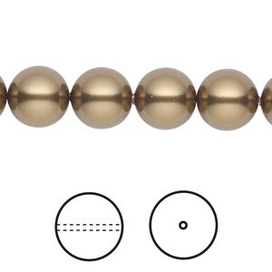 Pearl 100pk antique brass, Swarovski&reg; 10mm round 5810