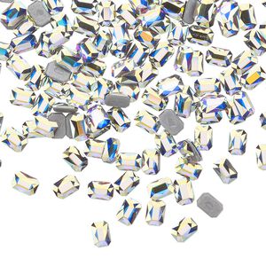 Flat back 720pk crystal AB foil back, Swarovski&reg; hotfix 3.7x2.5mm emerald jewel 2602